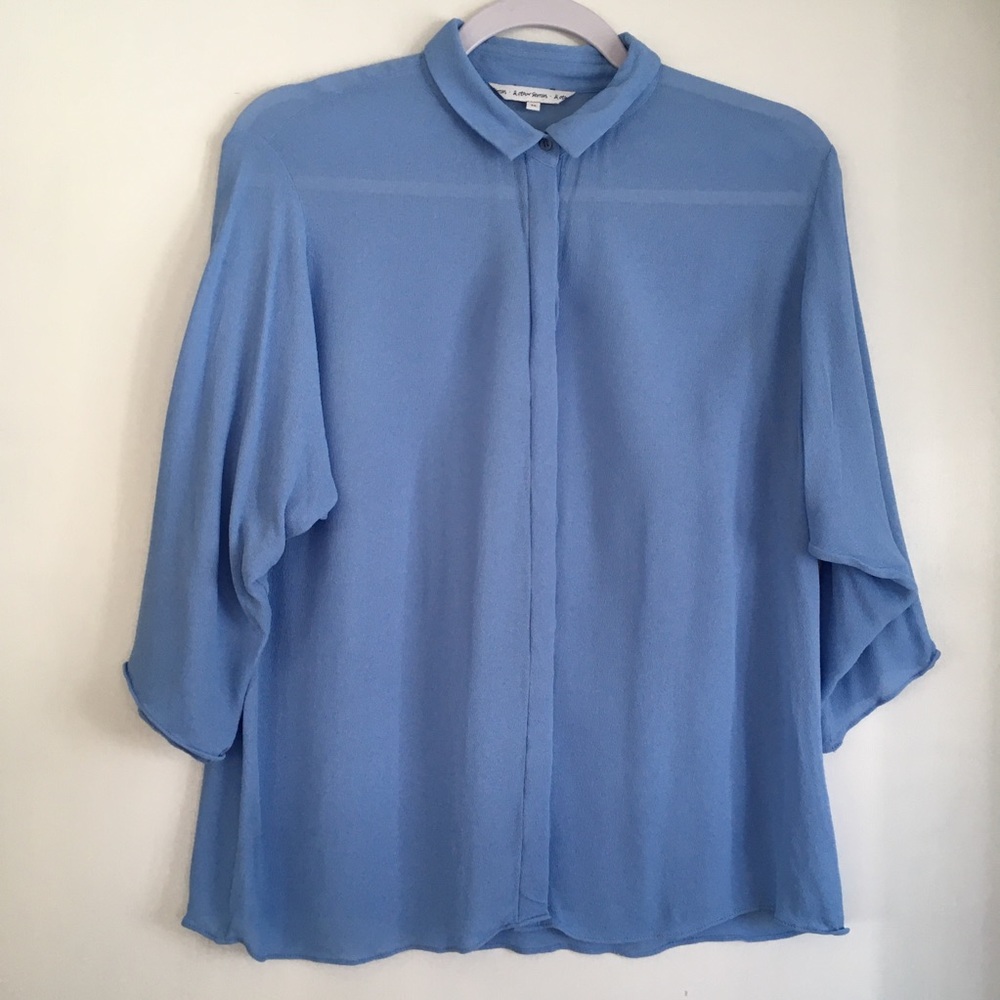 & OTHER STORIES Light Blue Crepe Button Up Blouse